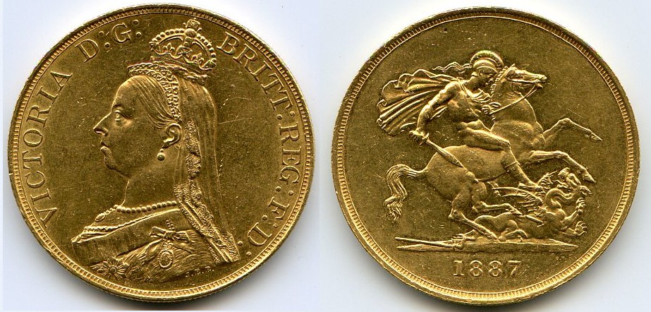 Gran Bretagna, Vittoria (1837-1901) 5 sterline 1887